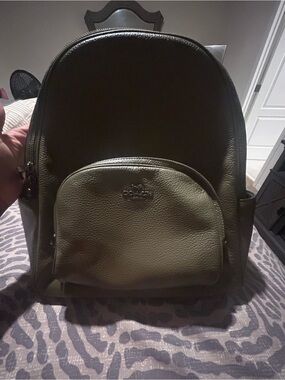 Coach Olive Green Pebbled Leather Backpack